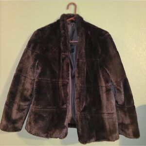 Simply Vera Vera Wang Black Seamed Faux-Fur Jacket